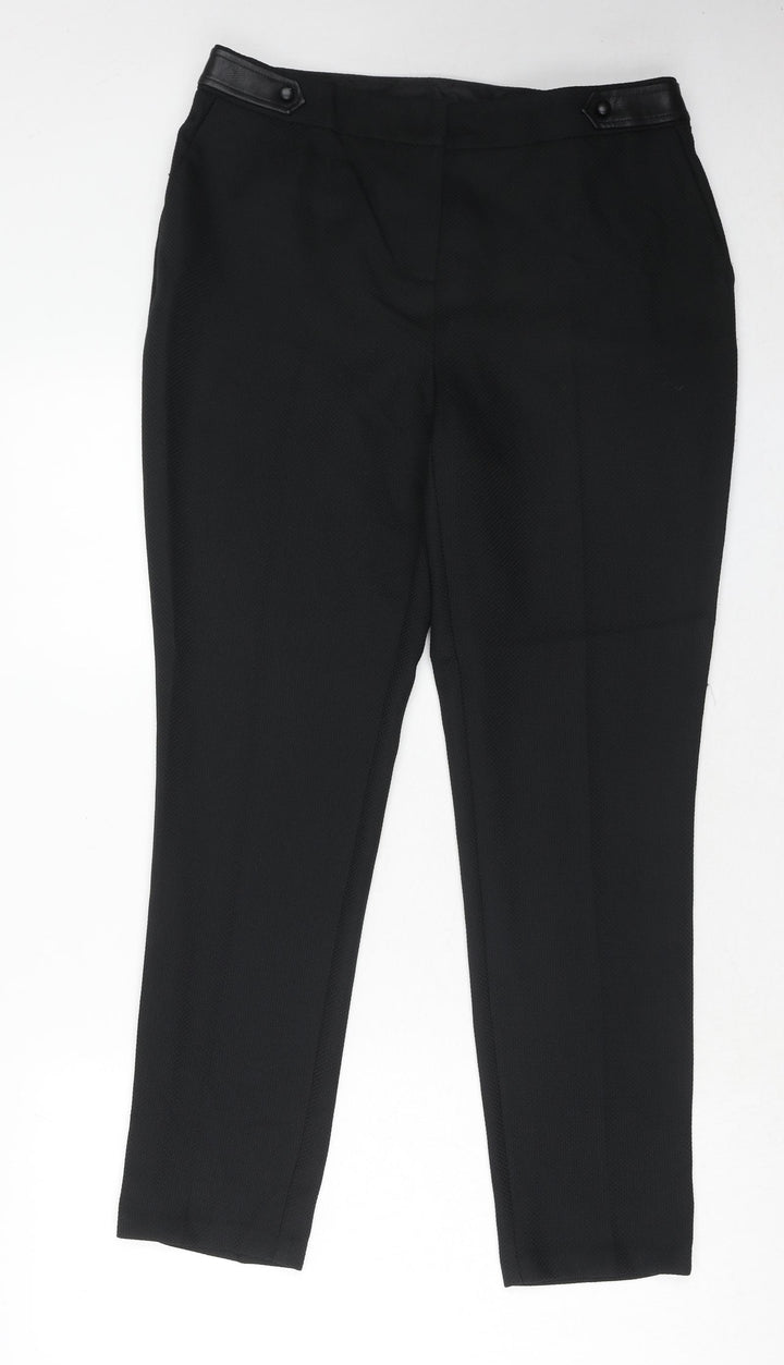 Peacocks Womens Black Polyester Dress Pants Trousers Size 12 Regular Hook & Eye