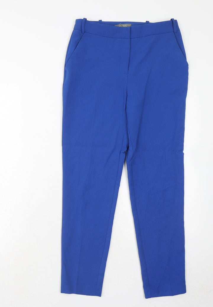 Oasis Womens Blue Polyester Chino Trousers Size 8 Regular Hook & Eye