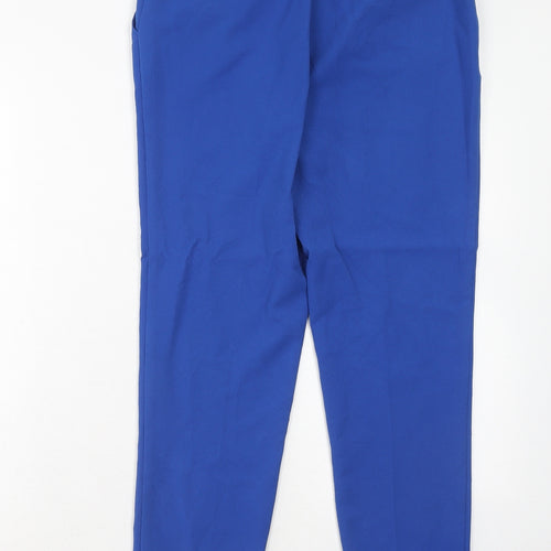 Oasis Womens Blue Polyester Chino Trousers Size 8 Regular Hook & Eye