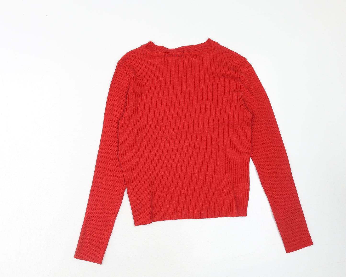 H&M Womens Red Round Neck Acrylic Pullover Jumper Size M