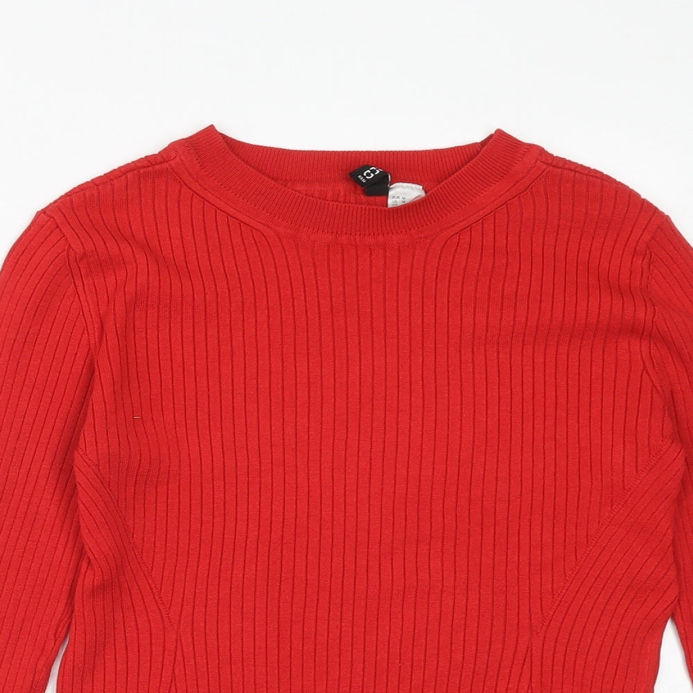 H&M Womens Red Round Neck Acrylic Pullover Jumper Size M