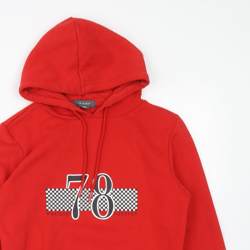 Primark Womens Red Cotton Pullover Hoodie Size S Pullover