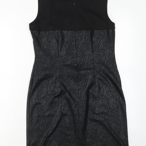 M&Co Womens Black Polyester A-Line Size 12 V-Neck Button