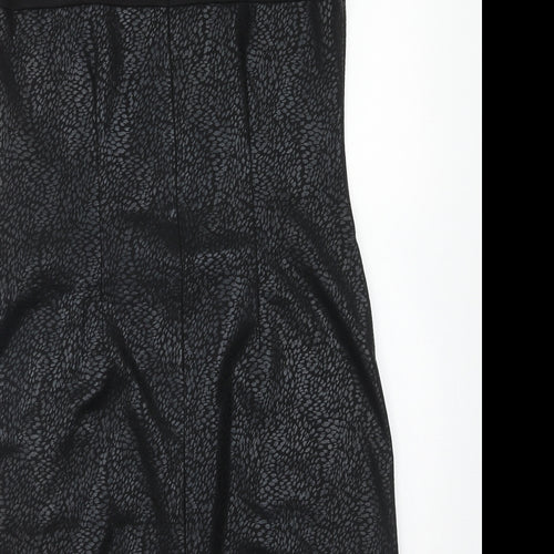 M&Co Womens Black Polyester A-Line Size 12 V-Neck Button