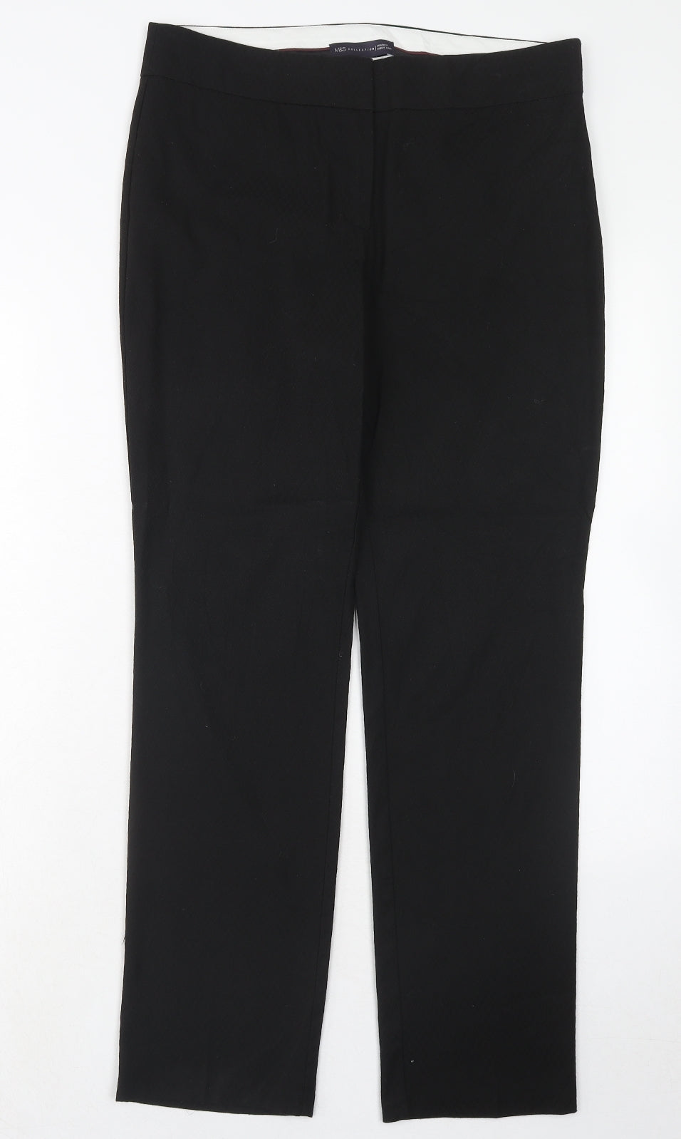 Marks and Spencer Womens Black Polyester Dress Pants Trousers Size 12 Slim Hook & Eye