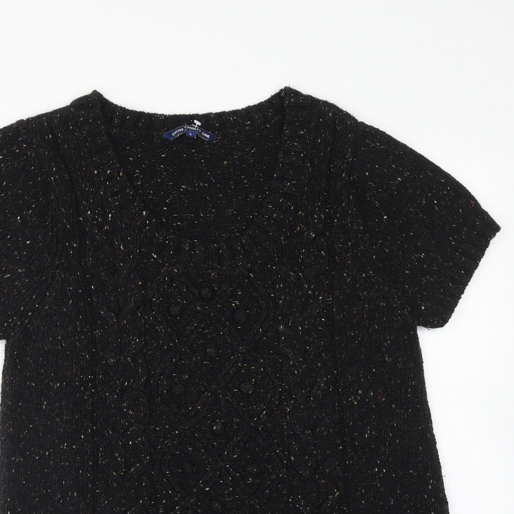 STORE TWENTY ONE Womens Black Scoop Neck Acrylic Pullover Jumper Size L