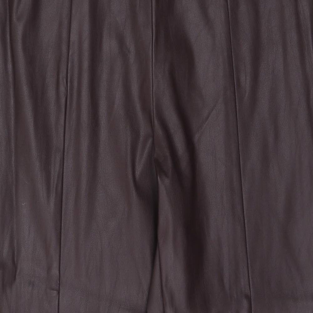 F&F Womens Purple Polyurethane Trousers Size 16 Regular Zip - Faux Leather
