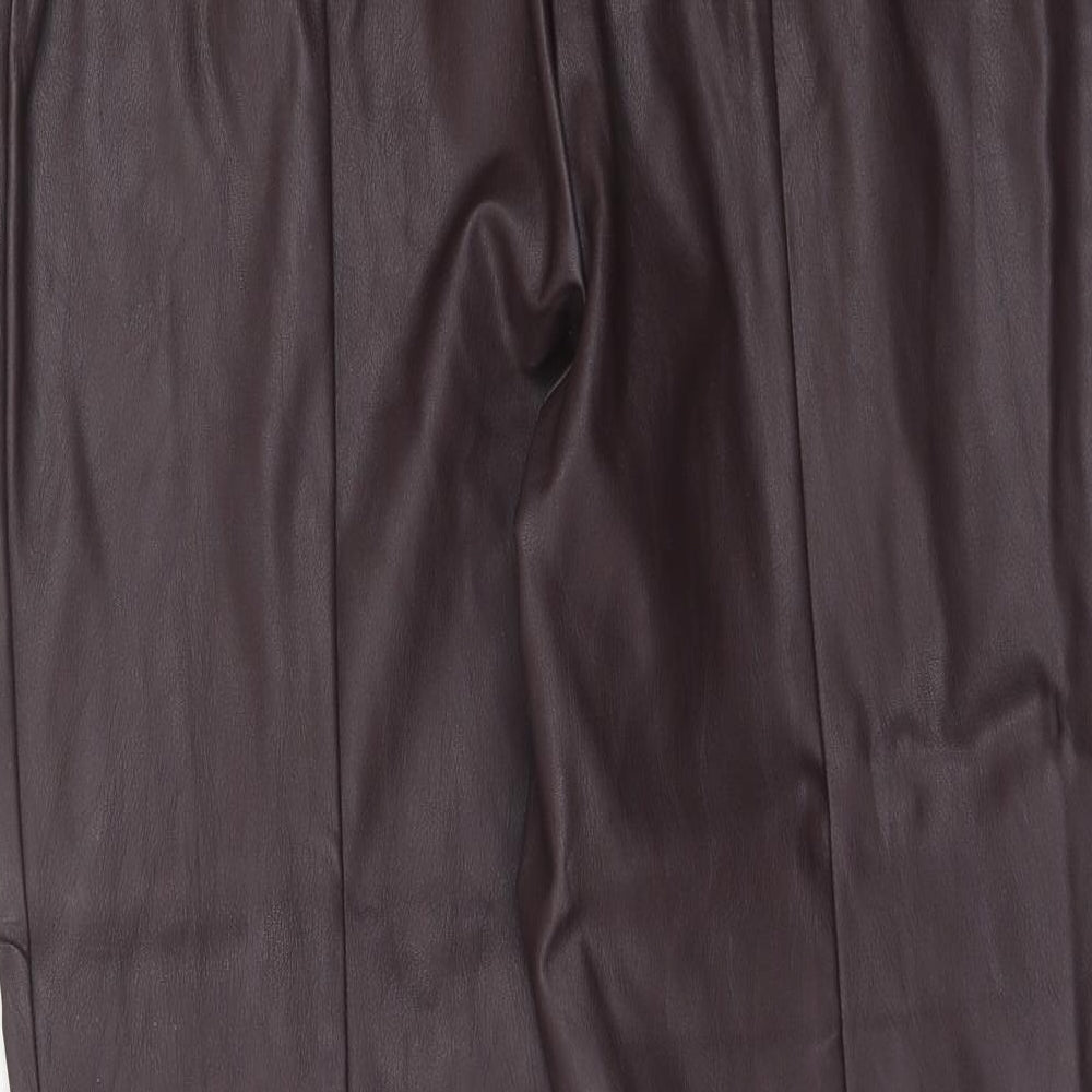 F&F Womens Purple Polyurethane Trousers Size 16 Regular Zip - Faux Leather