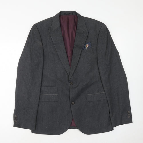 NEXT Mens Grey Polyester Jacket Suit Jacket Size 40 Regular