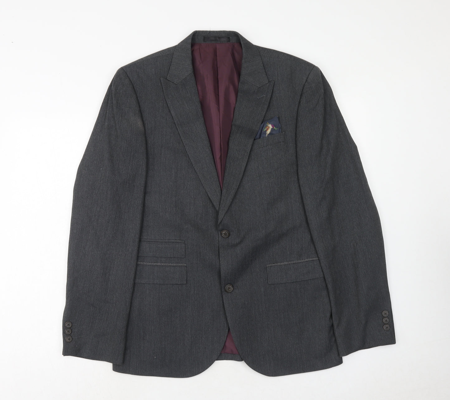 NEXT Mens Grey Polyester Jacket Suit Jacket Size 40 Regular