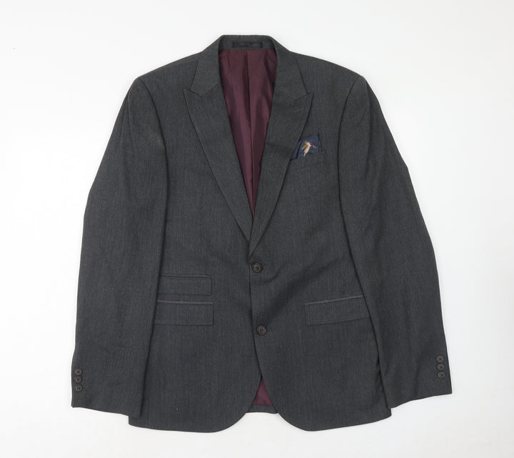 NEXT Mens Grey Polyester Jacket Suit Jacket Size 40 Regular