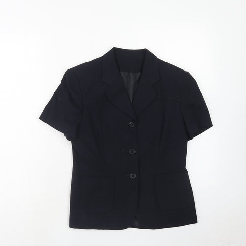Anne Brooks Womens Blue Polyester Jacket Blazer Size 10