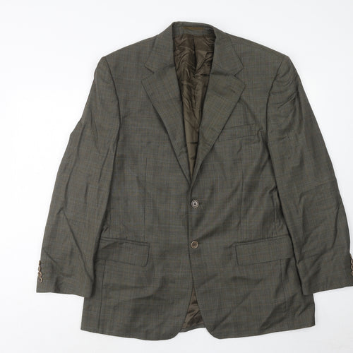 Leibel Mens Green Plaid Wool Jacket Suit Jacket Size 42 Regular
