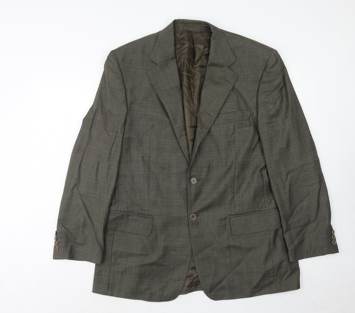 Leibel Mens Green Plaid Wool Jacket Suit Jacket Size 42 Regular