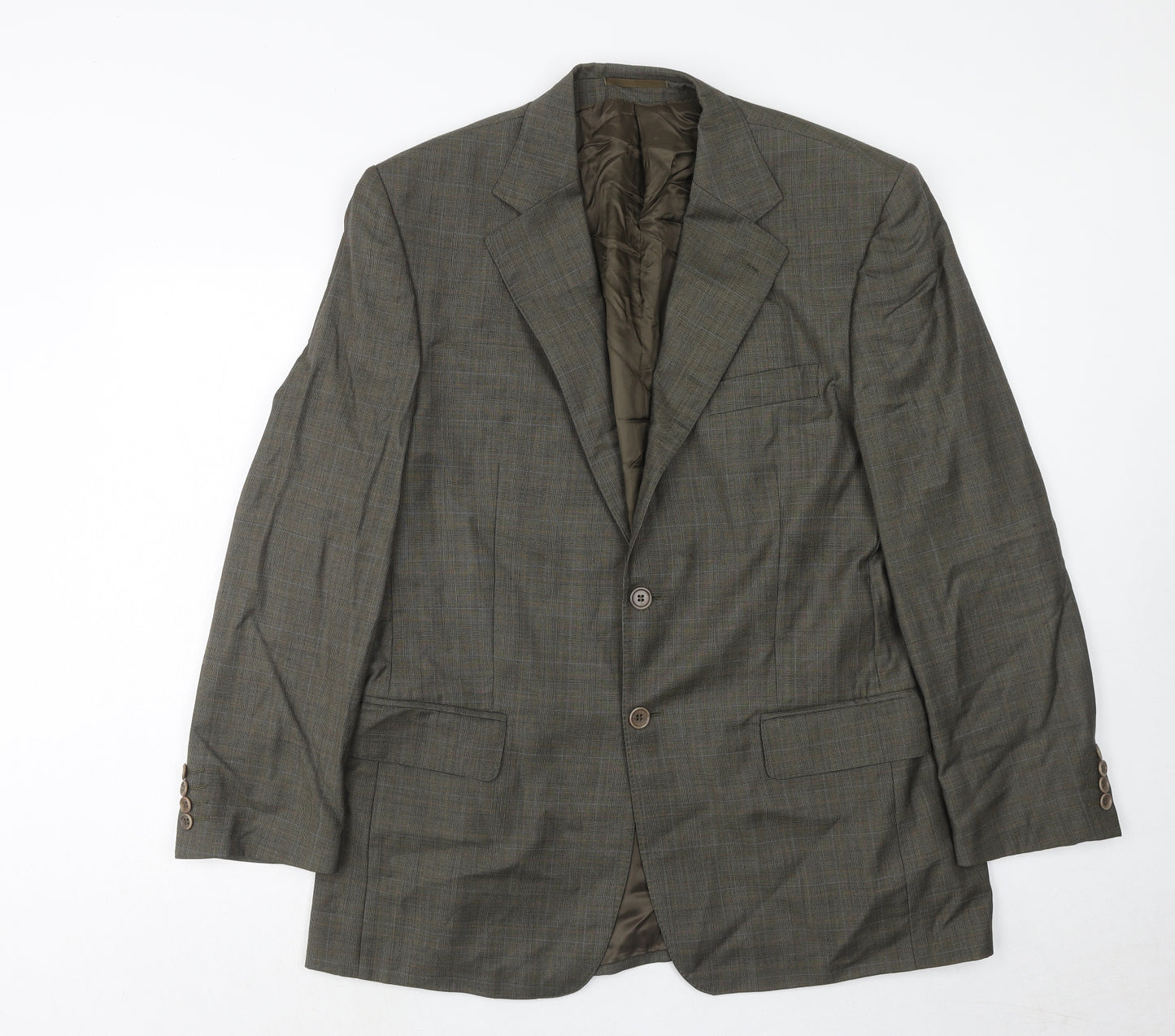 Leibel Mens Green Plaid Wool Jacket Suit Jacket Size 42 Regular