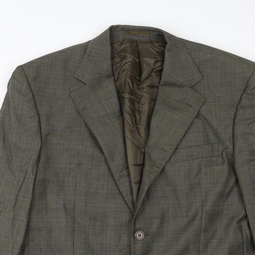 Leibel Mens Green Plaid Wool Jacket Suit Jacket Size 42 Regular