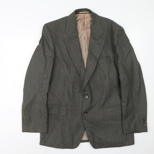 Wellington Mens Green Geometric Wool Jacket Blazer Size 40 Regular