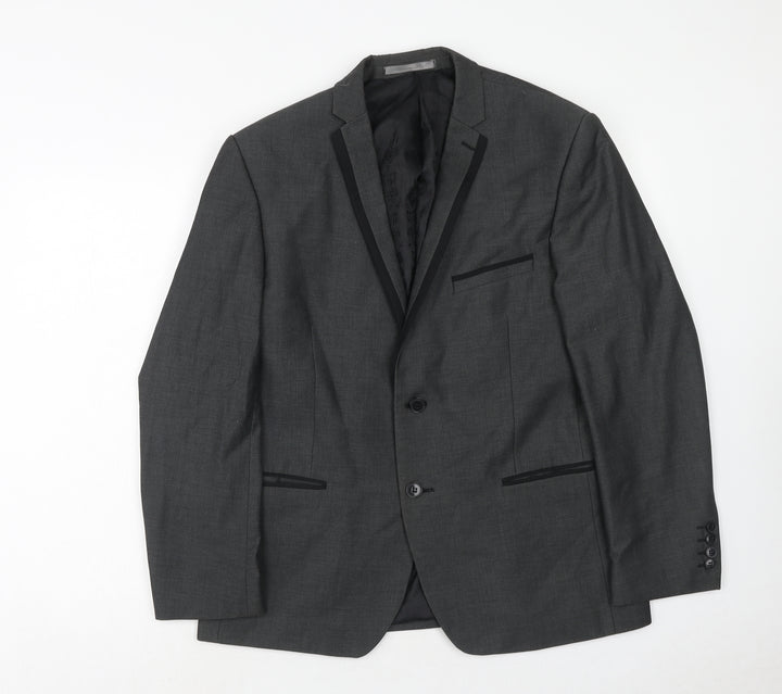 Red Herring Mens Grey Polyacrylate Fibre Jacket Suit Jacket Size 42 Regular