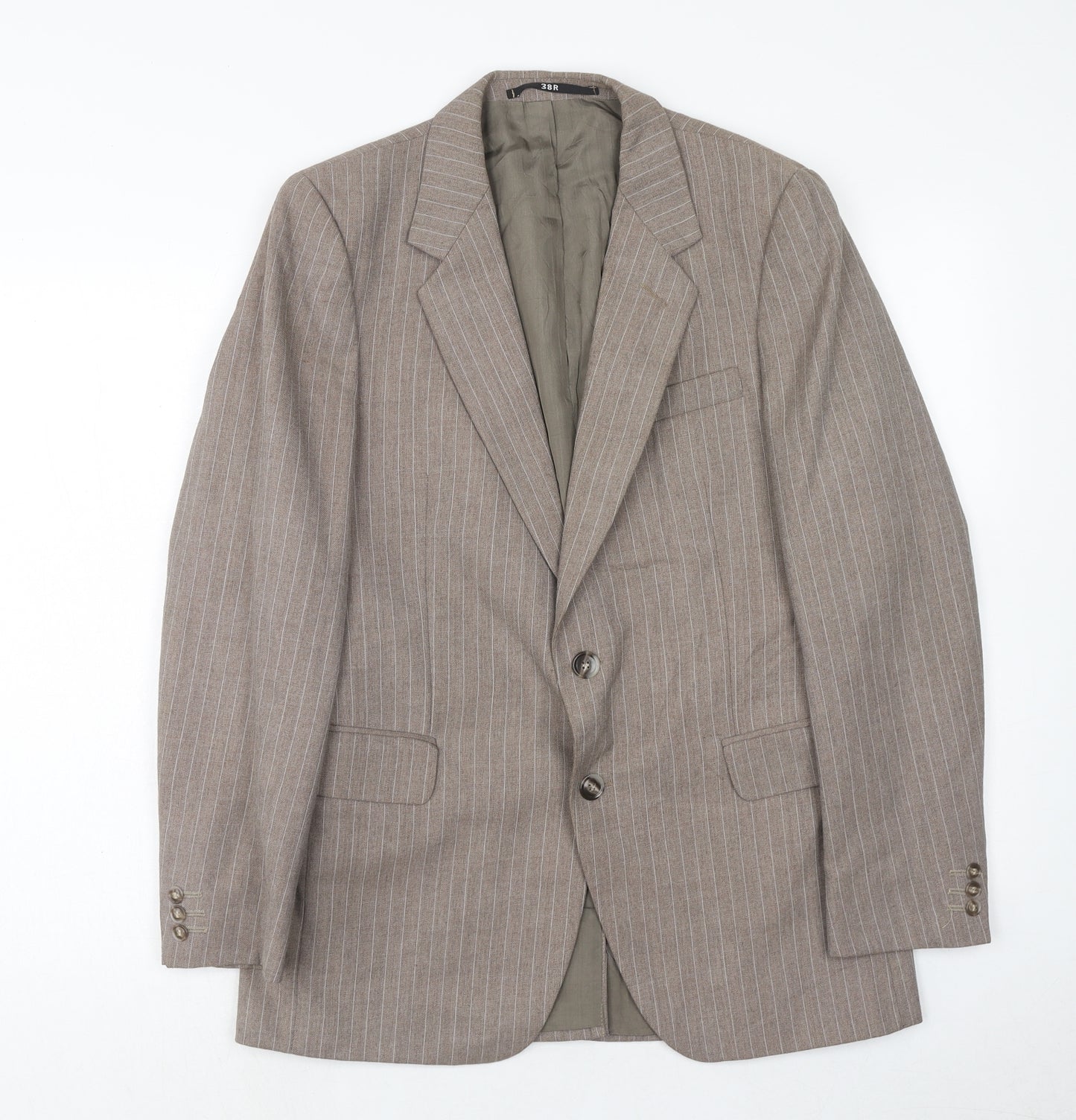 John Collier Mens Brown Striped Polyester Jacket Suit Jacket Size 38 Regular