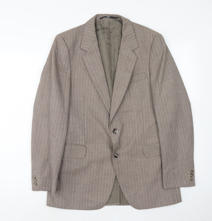 John Collier Mens Brown Striped Polyester Jacket Suit Jacket Size 38 Regular