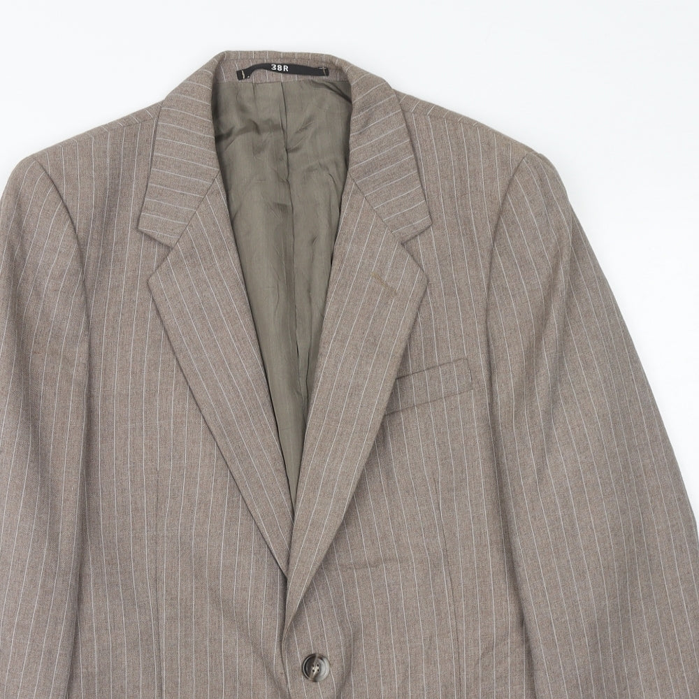 John Collier Mens Brown Striped Polyester Jacket Suit Jacket Size 38 Regular