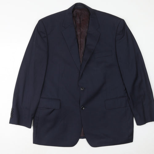 Chester Barrie Mens Blue Wool Jacket Suit Jacket Size 44 Regular