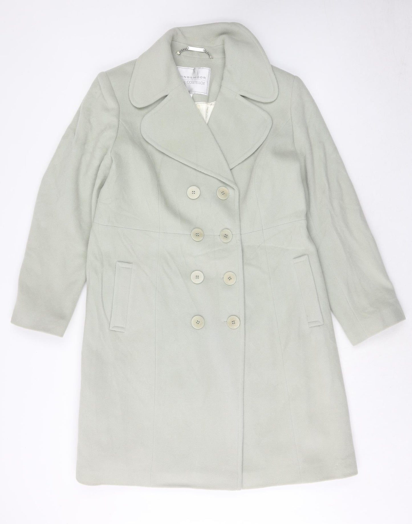 Paul Costelloe Womens Green Pea Coat Coat Size 18 Button