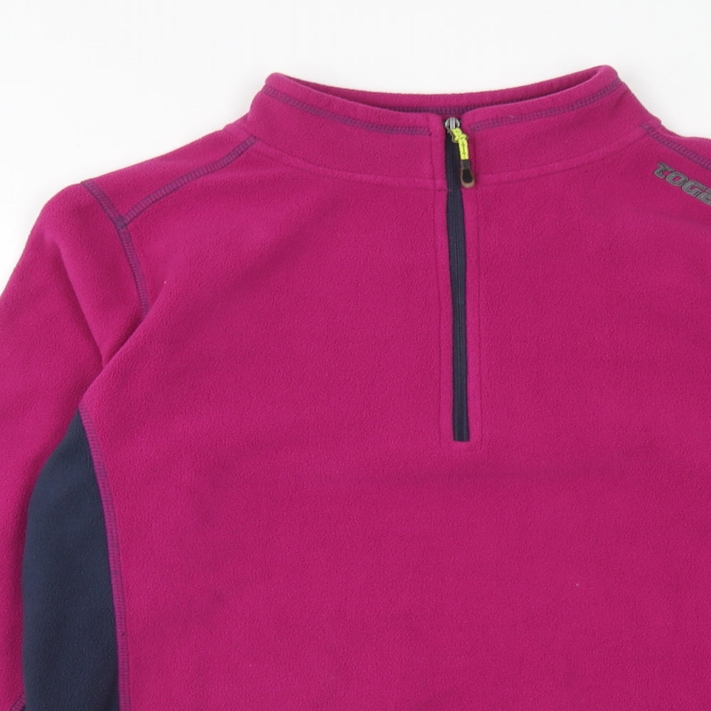 TOG24 Womens Pink Colourblock Polyester Pullover Sweatshirt Size 12 Zip
