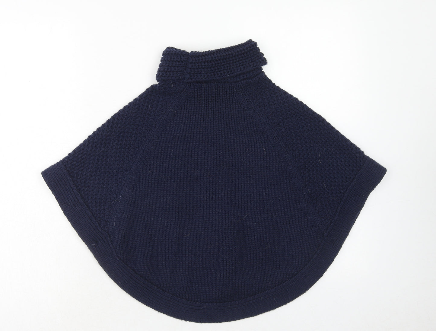 Joules Girls Blue Roll Neck Acrylic Pullover Jumper Size 3-4 Years Button - Poncho