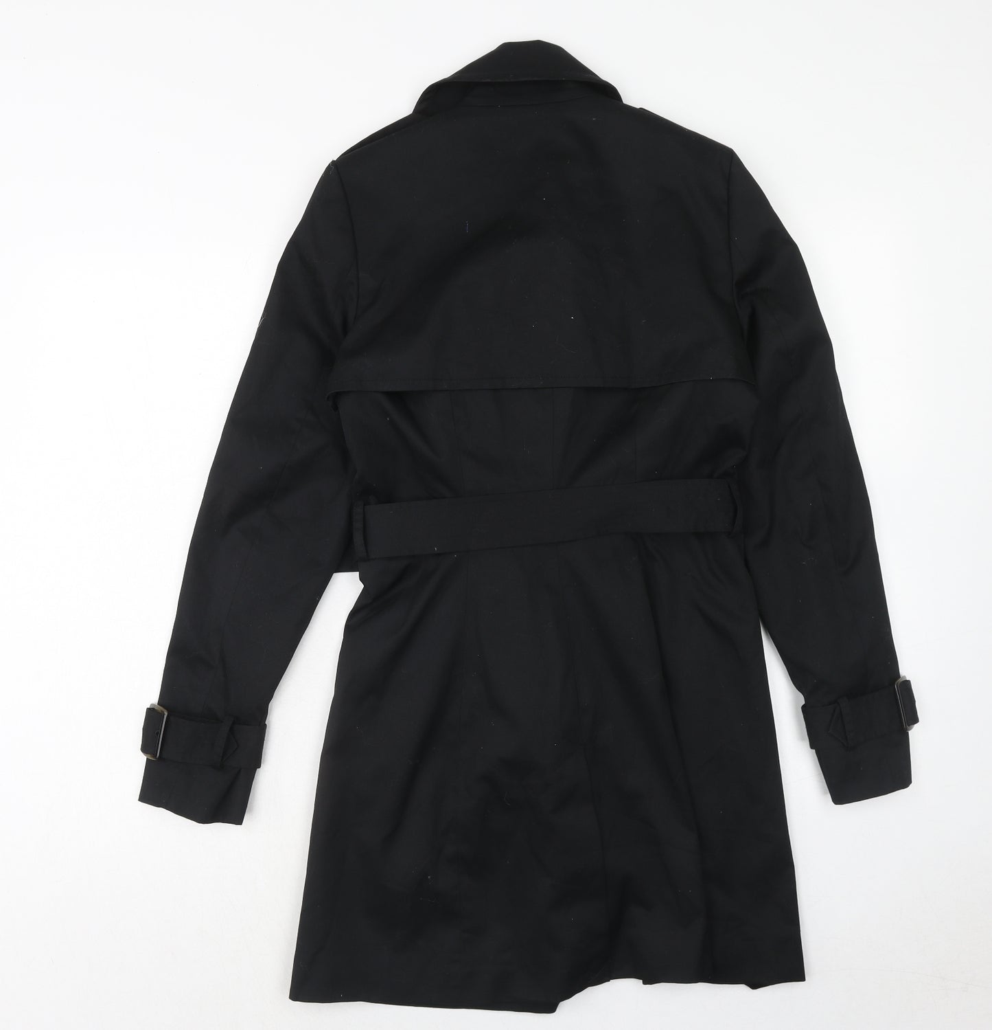 H&M Womens Black Trench Coat Coat Size 6 Button