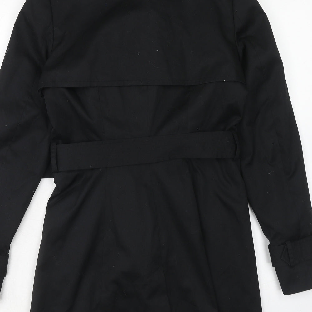 H&M Womens Black Trench Coat Coat Size 6 Button