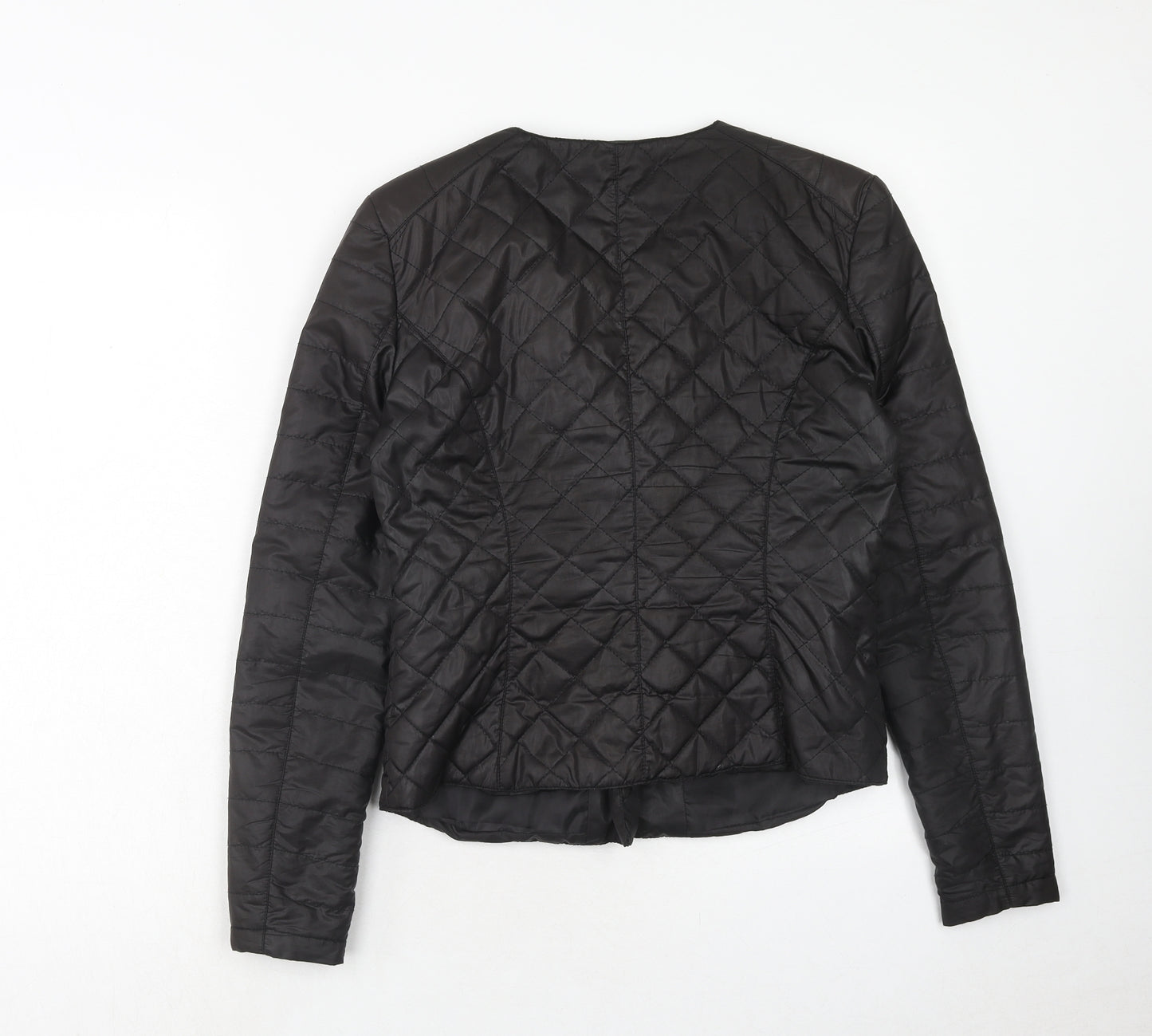 Amisu Womens Black Quilted Jacket Size 8 Zip