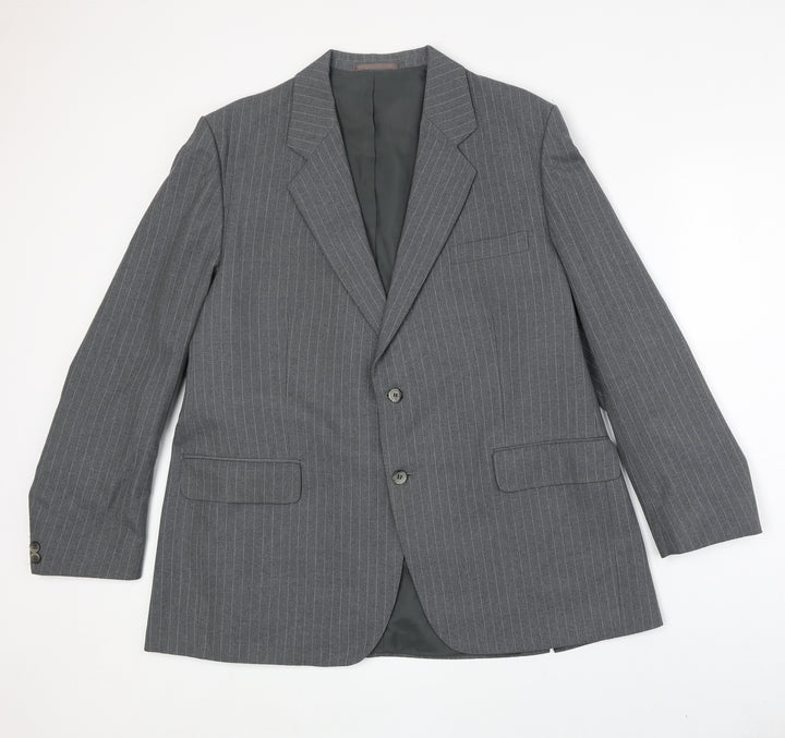 C&A Mens Grey Striped Wool Jacket Suit Jacket Size 46 Regular