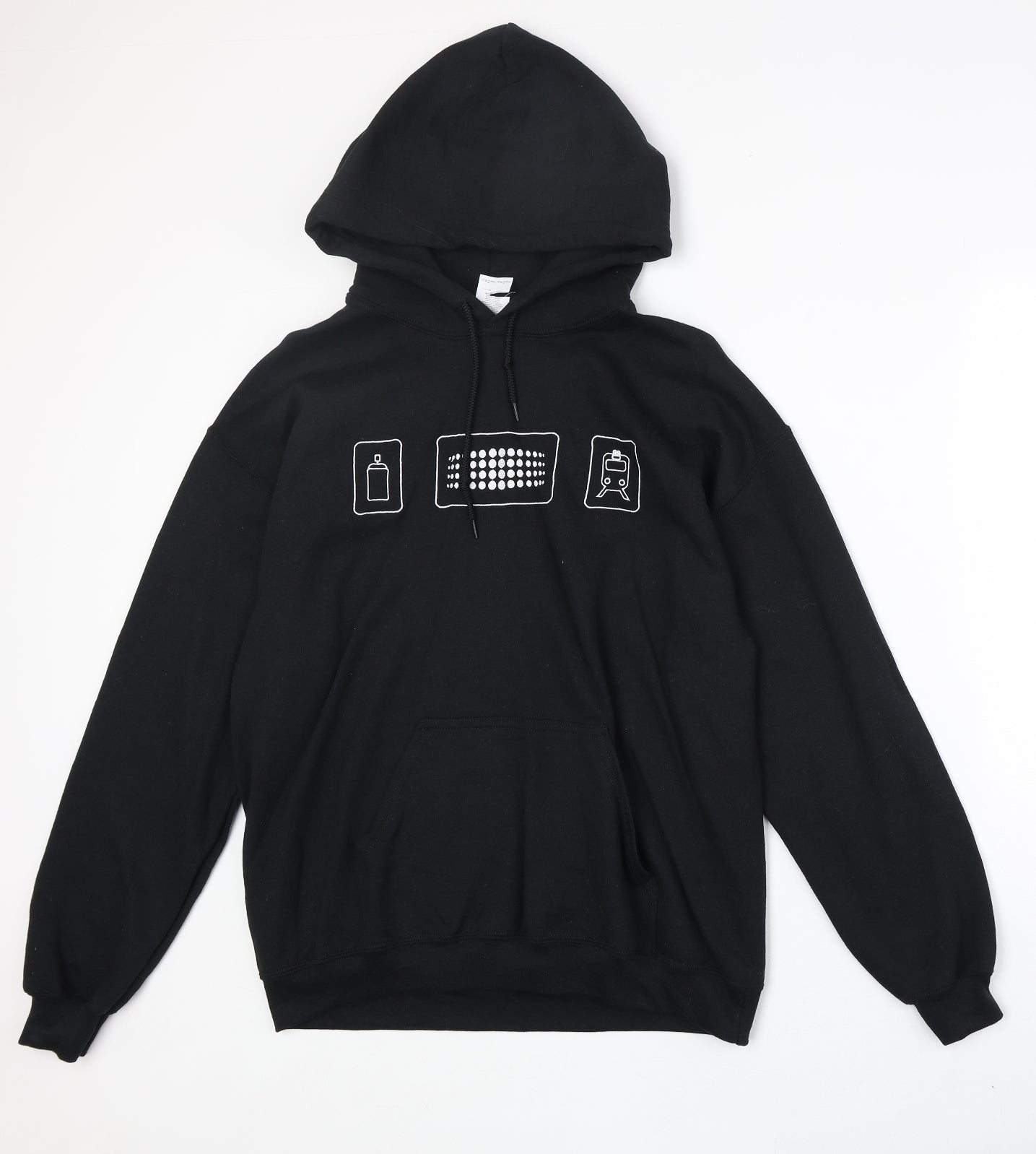 Gildan Mens Black Cotton Pullover Hoodie Size M - Roy Blair