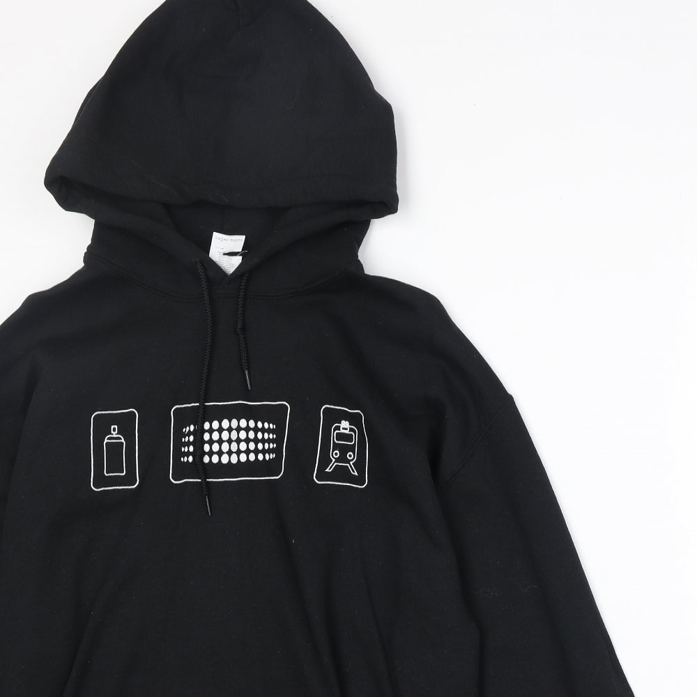 Gildan Mens Black Cotton Pullover Hoodie Size M - Roy Blair