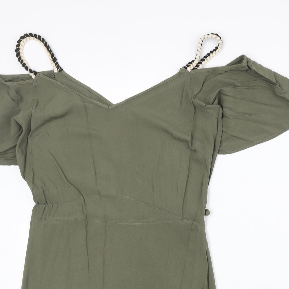 George Womens Green Viscose A-Line Size 10 V-Neck Pullover