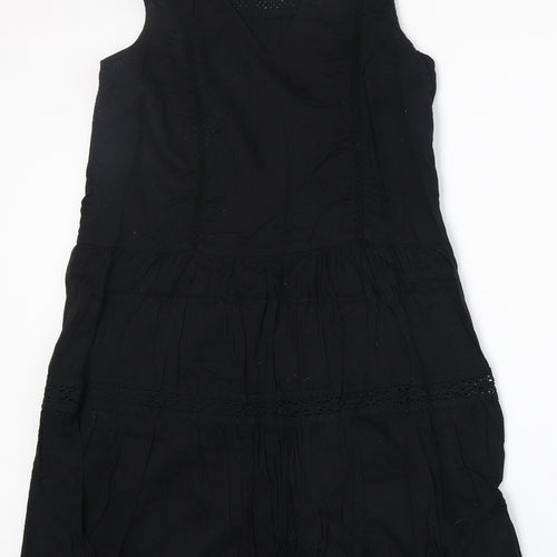 NEXT Womens Black 100% Cotton Trapeze & Swing Size 12 V-Neck Pullover