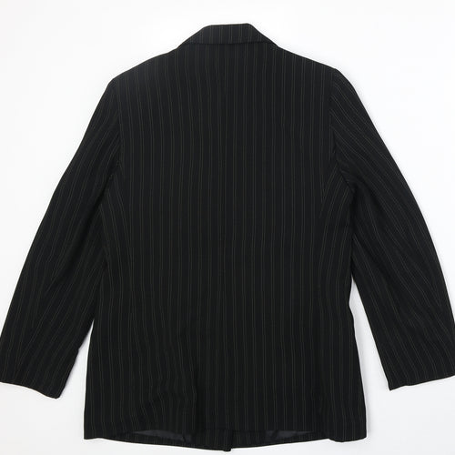 Klass Womens Black Striped Polyester Jacket Blazer Size 12
