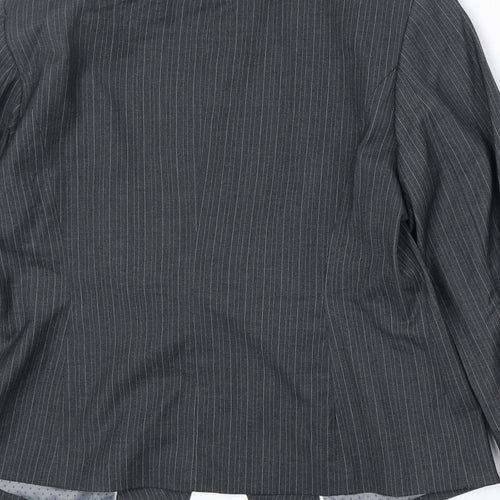 Marks and Spencer Womens Grey Striped Polyester Jacket Blazer Size 16