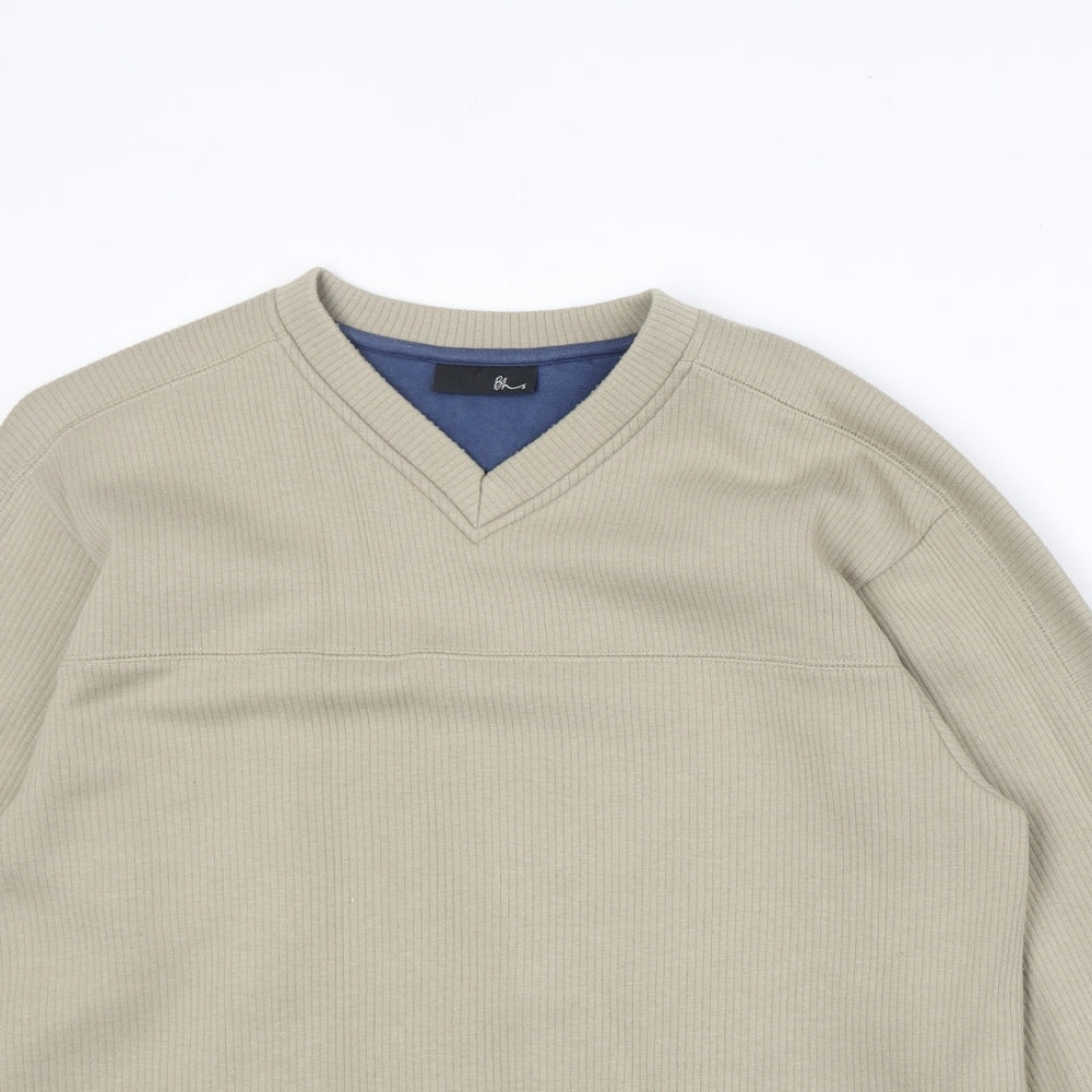 BHS Mens Beige Polyester Pullover Sweatshirt Size M