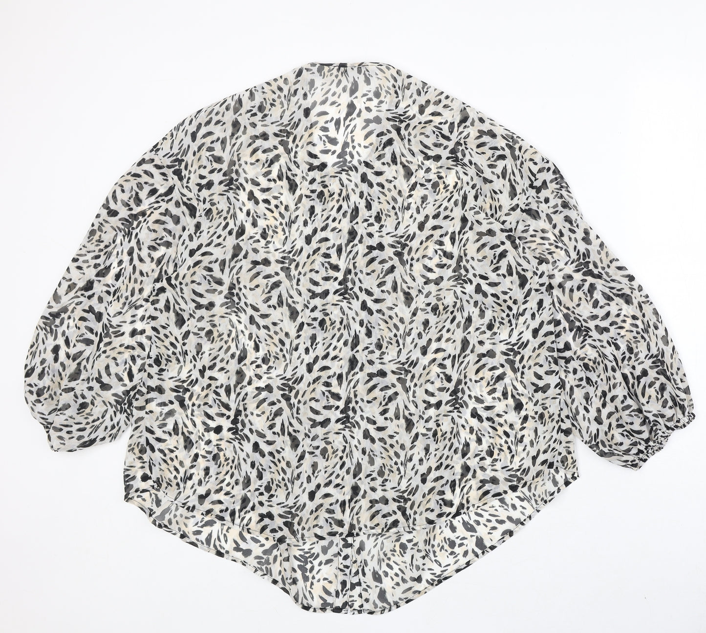 Soon Womens Beige Animal Print Polyester Basic Blouse Size 16 V-Neck - Leopard Pattern