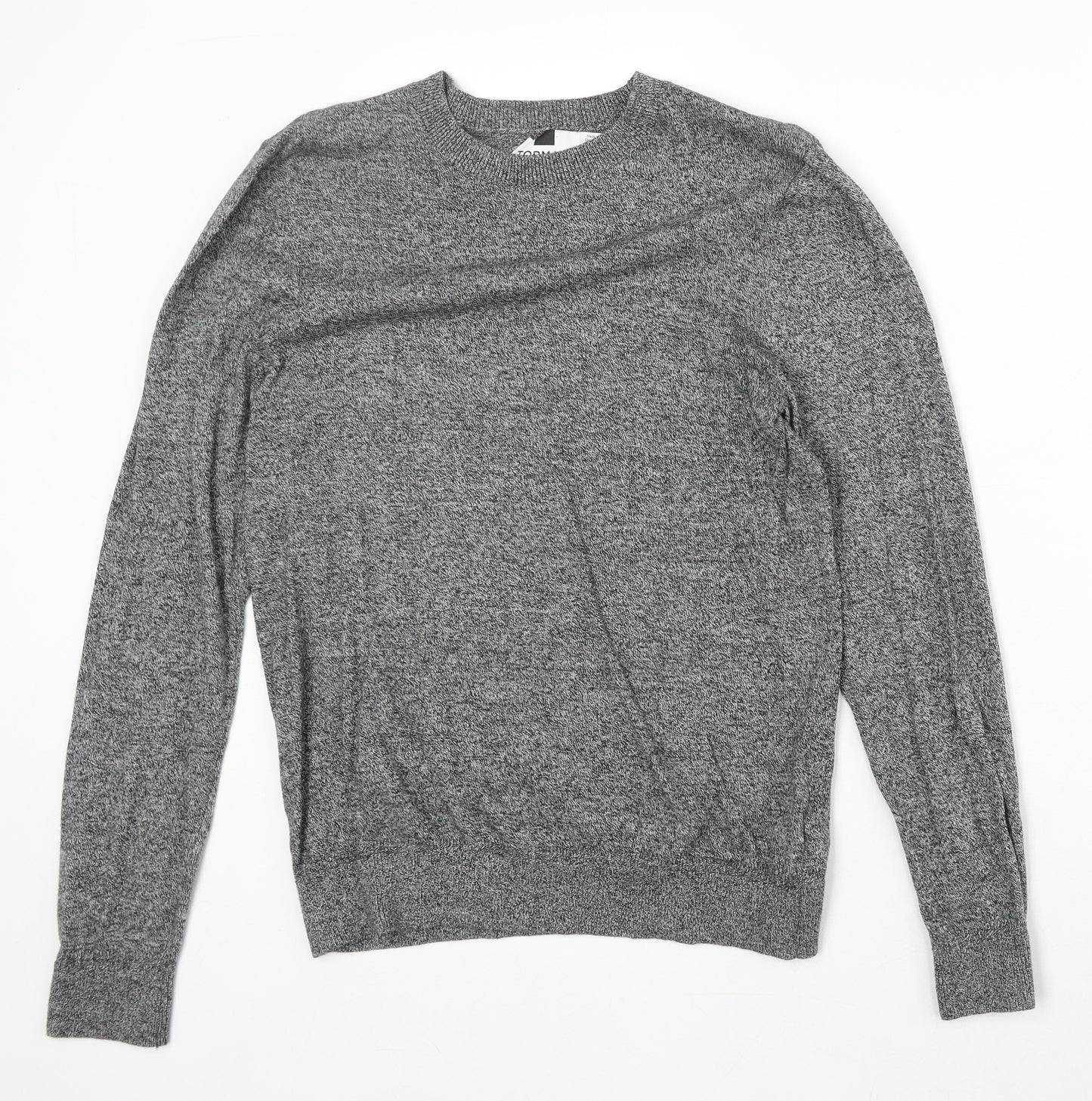 Topshop Mens Grey Round Neck Cotton Pullover Jumper Size M Long Sleeve