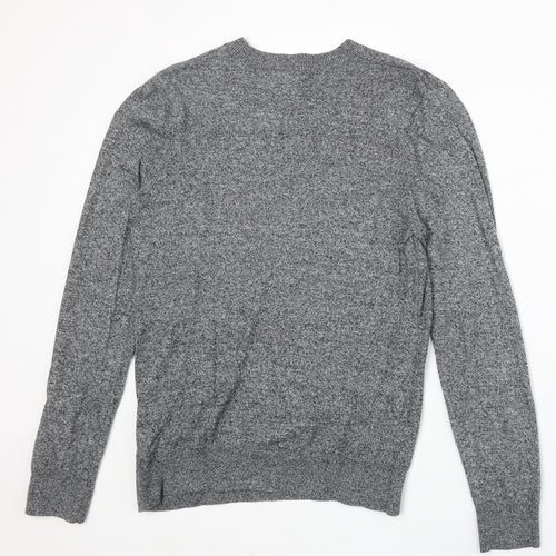 Topshop Mens Grey Round Neck Cotton Pullover Jumper Size M Long Sleeve