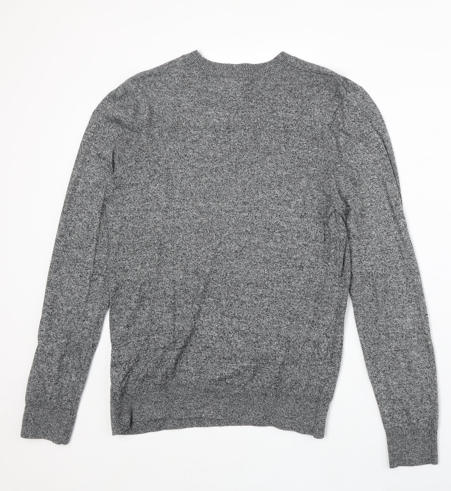 Topshop Mens Grey Round Neck Cotton Pullover Jumper Size M Long Sleeve