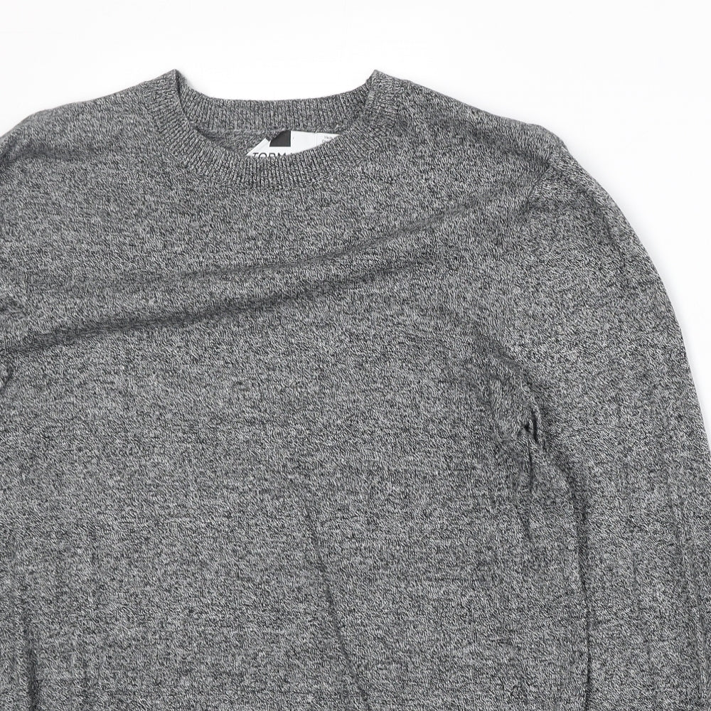 Topshop Mens Grey Round Neck Cotton Pullover Jumper Size M Long Sleeve