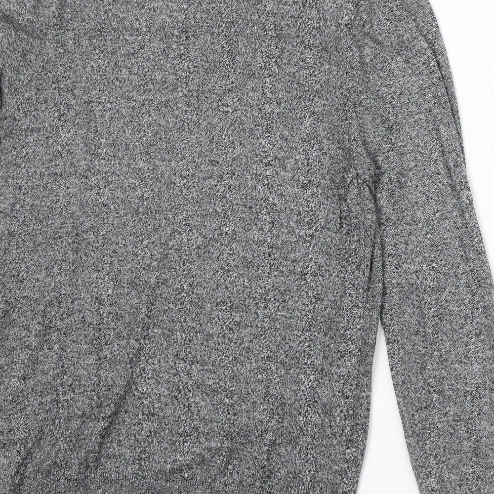 Topshop Mens Grey Round Neck Cotton Pullover Jumper Size M Long Sleeve