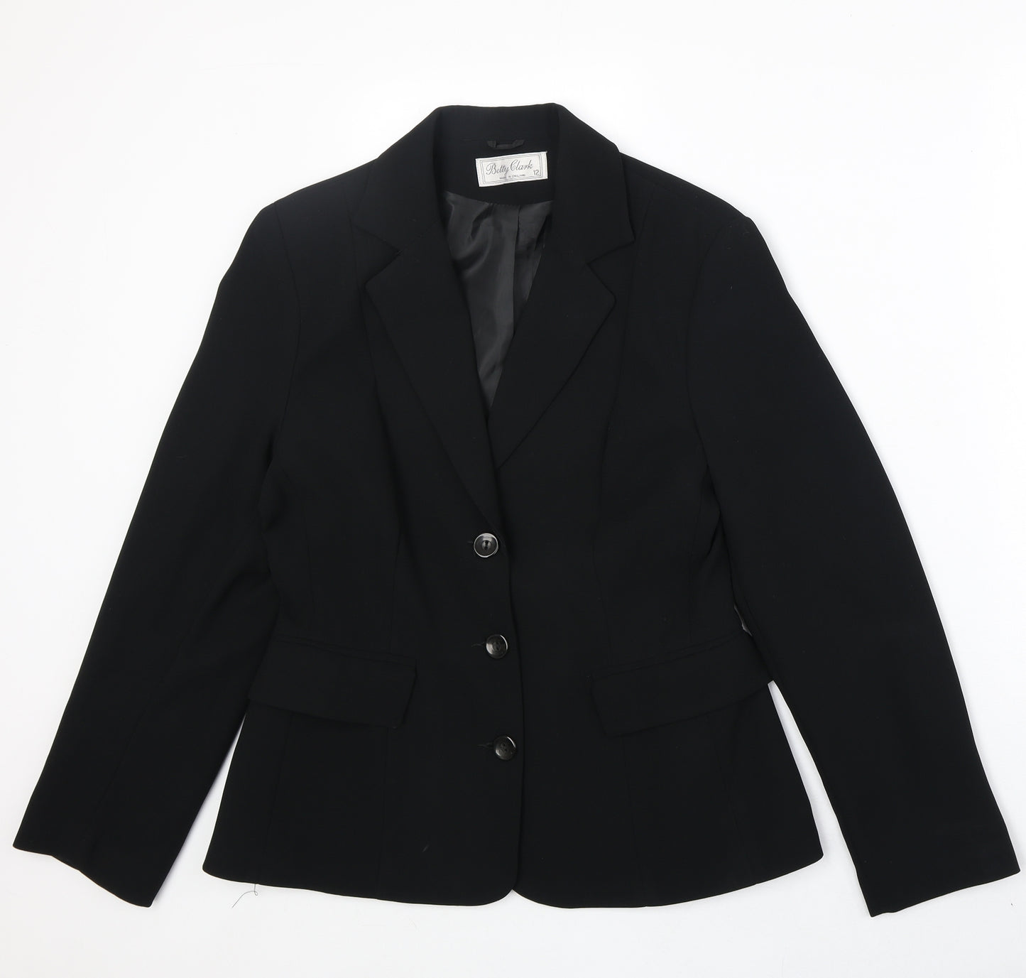 Betty Clark Womens Black Polyester Jacket Blazer Size 12