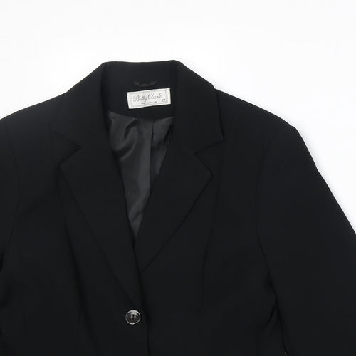 Betty Clark Womens Black Polyester Jacket Blazer Size 12