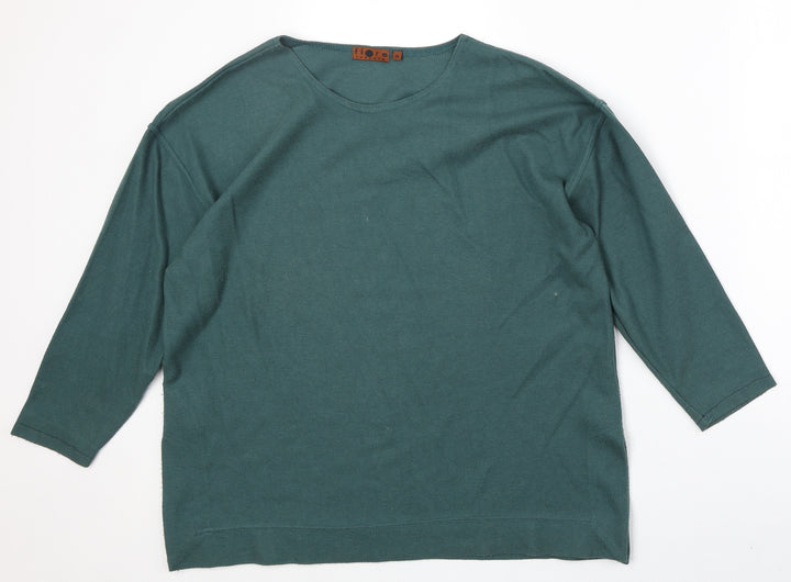 Fiore Womens Green Round Neck Polyester Pullover Jumper Size M