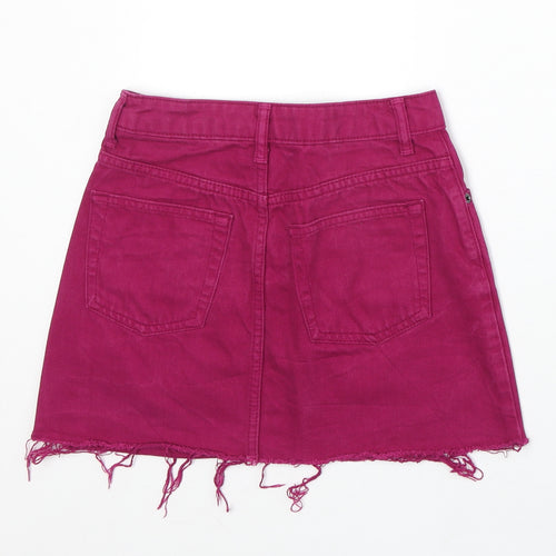 Topshop Womens Purple Cotton A-Line Skirt Size 4 Zip